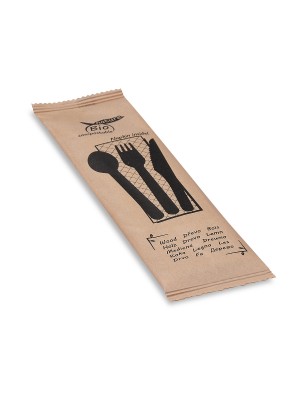 Sada drevená /vidlička, nôž, lyžica obrúsok/ 50ks/bal. 40022